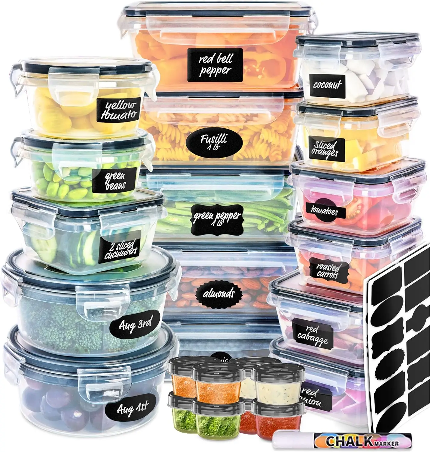 

50-piece Food storage Containers Set with Lids, Plastic Leak-Proof BPA-Free Containers for Kitchen Organization