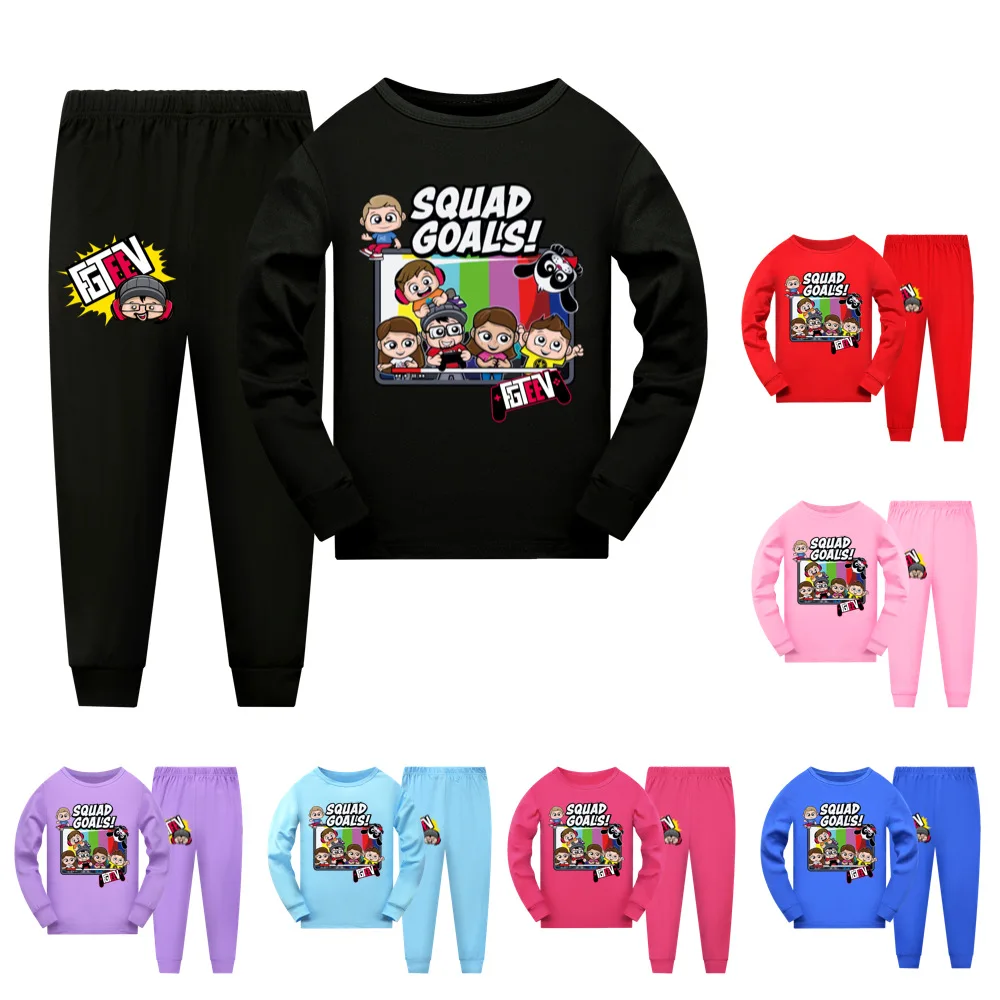 

Spring Fgteev for Kids Cotton Pajamas New Cartoon Boy Girl Clothing Tops+Pants 2Pcs/Sets Teens Pyjamas Children Sleepwear