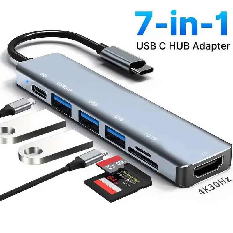 Enhanced Multi-Port USB-C Hub with 4K HDMI, Fast Charging, and USB 3.0 Connectivity