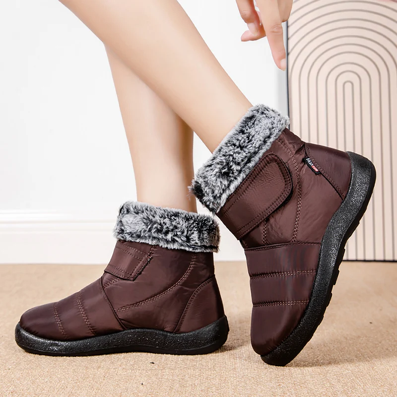 Womens Waterproof Boots Made Of Looped Rabbit Fur