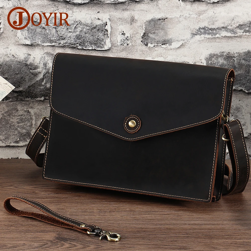 

JOYIR Genuine Leather Men's Shoulder Crossbody Bag Fashion Casual Small Messenger Bag Retro Clutch Purse Male Handbag New