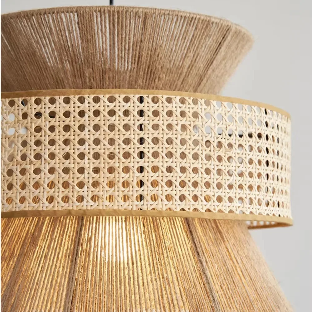 40/50/60CM Hand-woven Classic Design Pendant Lamps Retro Top Selling Rattan Hanging Rattan Home Lighting Decor Accessory