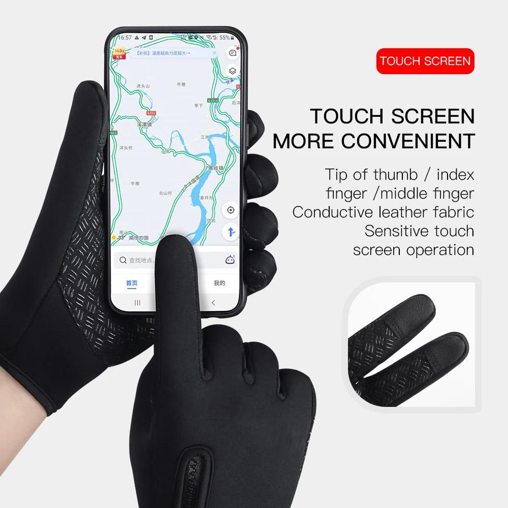 A0001 Unisex Touchscreen Winter Thermal Warm Full Finger Gloves For Cycling Bicycle Bike Ski Outdoor Camping Hiking Motorcycle