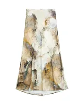  TRAF 2024 Women Tie Dyed Print Skirt Sets Vintage Print Lapel Long Sleeve Button Blouse Top & Elegant High Waist  Long Skirt 