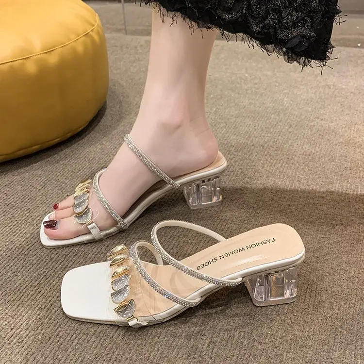 Women Fashion Rhinestone High Heel Sandals Summer Ladies Sexy Sandals Female Leather Sandals 2026 Zapatos De Mujer