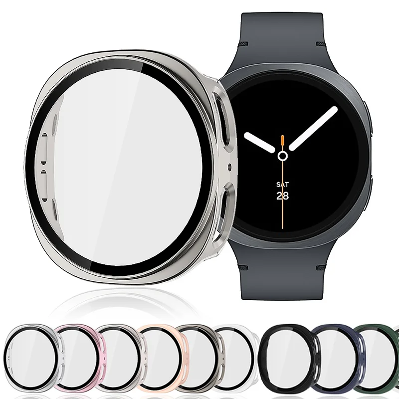 Verre trempé + coque PC pour Samsung Galaxy Watch 8 44mm 40mm, coque de protection pare-chocs toutes couverture pour Galaxy Watch 8, accessoires