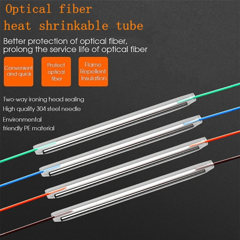 Luvas de Proteção de Emenda de Fusão de Fibra Óptica 45 mm 60 mm Preshunk 304 Peças de Aço Inoxidável de Alta Qualidade 100 Od1.3 mm - Imagem 4