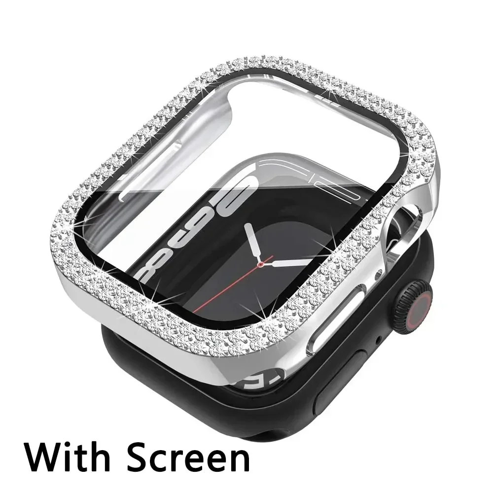 Sparkling Diamond Apple Watch Case with Tempered Glass & Bling Bumper Screen Protector