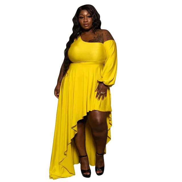 L-4xl Plus Size Dresses For Women Clothing 2022 Sexy Solid Color Irregular  One Shoulder Sleeve Club Lady Outfits Dropshipping - Plus Size Dresses -  AliExpress