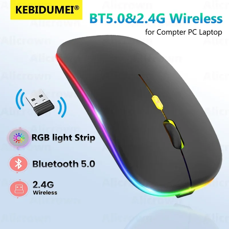 2.4GHz Wireless Bluetooth Mouse Rechargeable Dual Mode 1600DPI Silent Mice For Macbook Android Laptop PC Computer Tablet Office
