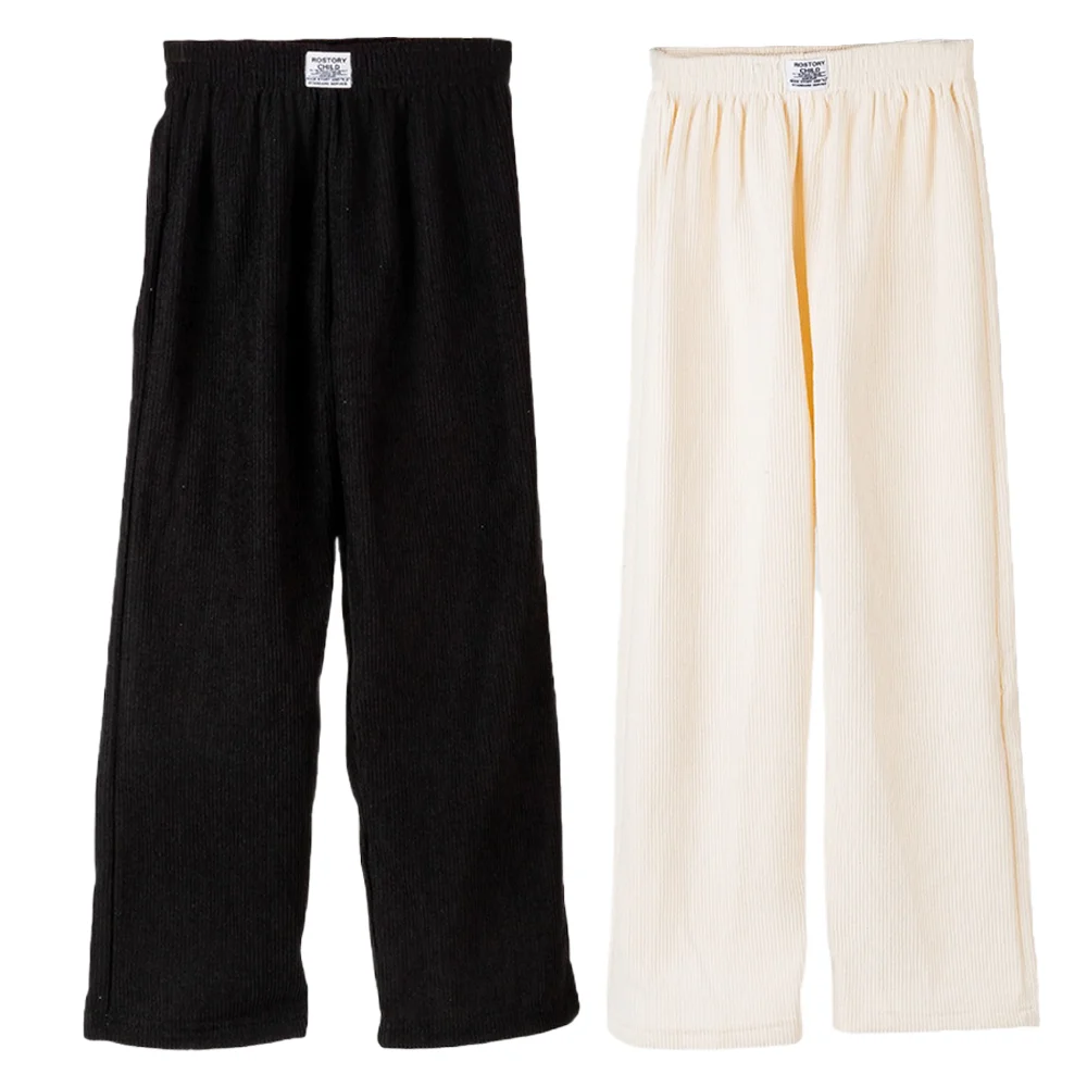 Girls Autumn Winter Warm Pants Trendy Children's Corduroy Casual Straight Trousers Kids Slimming Wide Leg Pants 4-14Years Old
