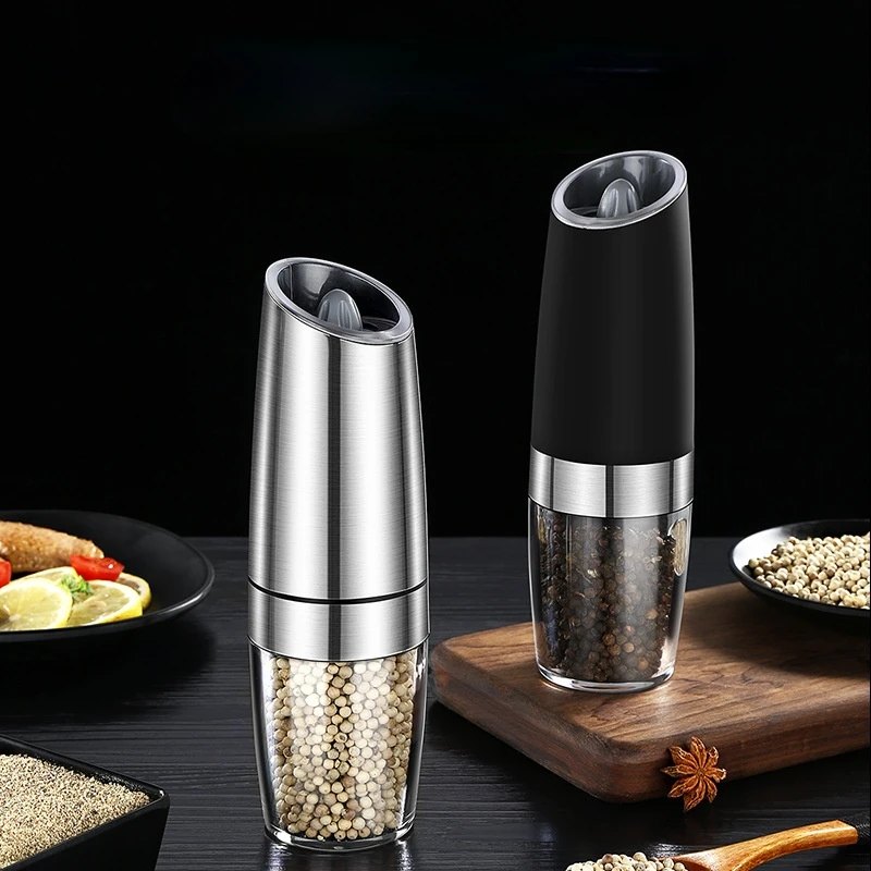 Gravity Electric Salt Pepper Grinder Set Automatic Salt and Pepper Mill  Grinders With LED Light Stainless Steel Operated Grinder - AliExpress