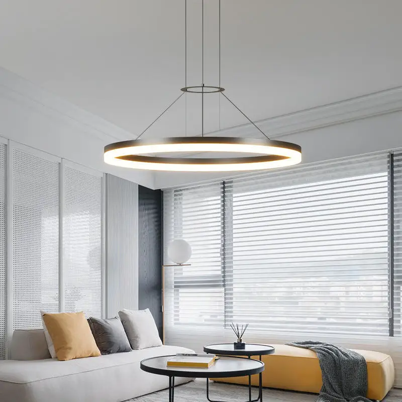 

Nordic Ring Acrylic Pendant Lights Dimmable for Living Dining Room Office Desks Bedroom Ceiling Chandelier Home Decor Luminaires