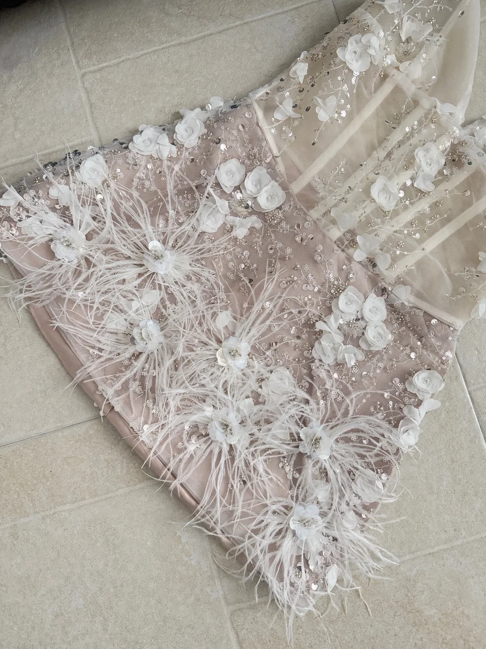 Women's Spring Summer Elegant Strap Feather Patchwork Sequined Mini Dress Lady Holiday Party Sexy Fishbone Waist Mini Dress
