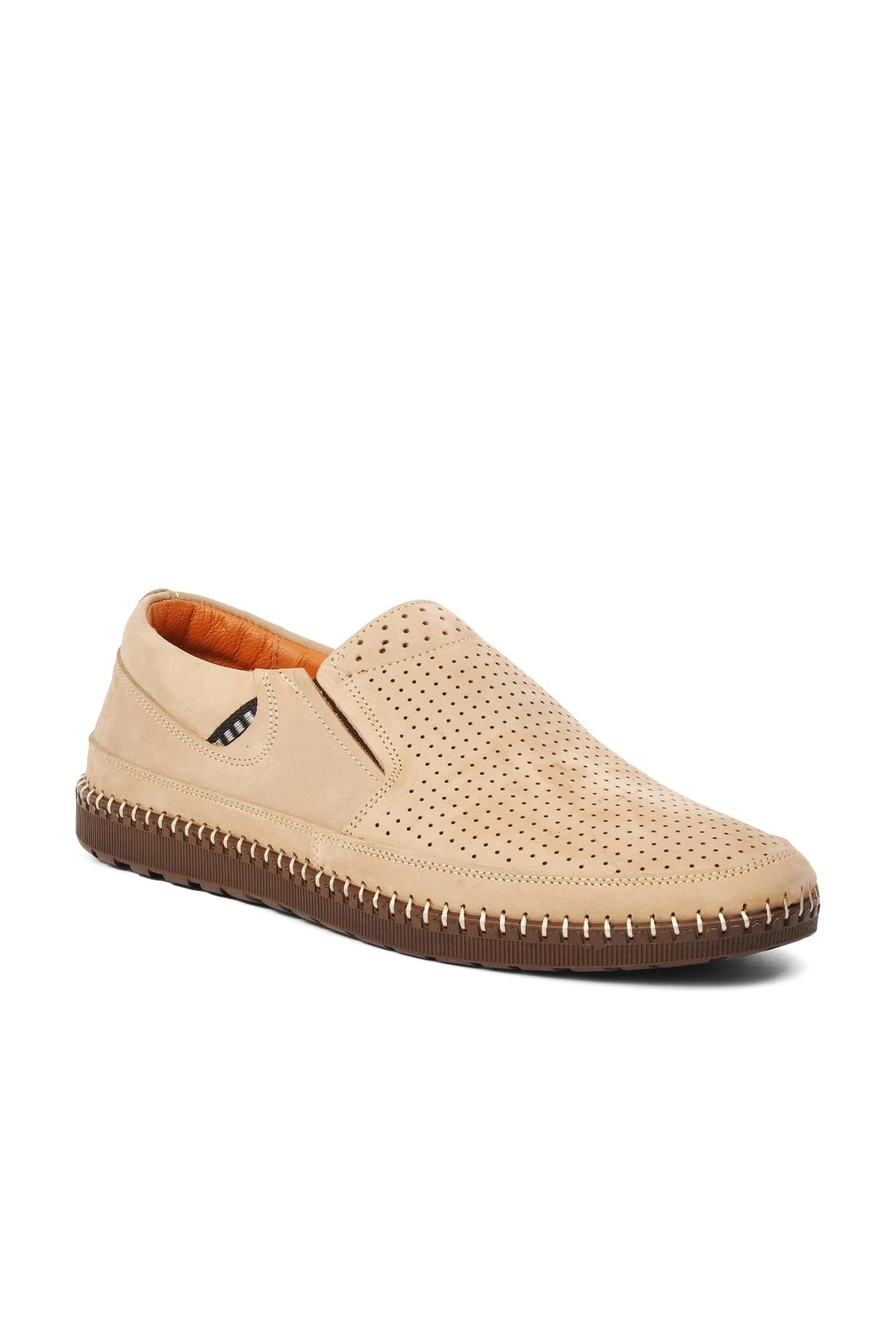 AyakHapp772-Chaussures décontractées en cuir véritable beige NuSO k pour homme