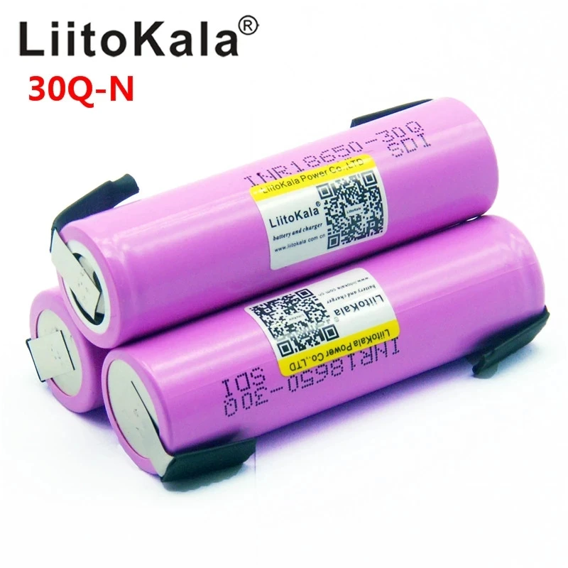 

Оптовая продажа, перезаряжаемая батарея высокой мощности LiitoKala 30Q 18650 3000 мАч с высоким разрядом, большой ток 30 А