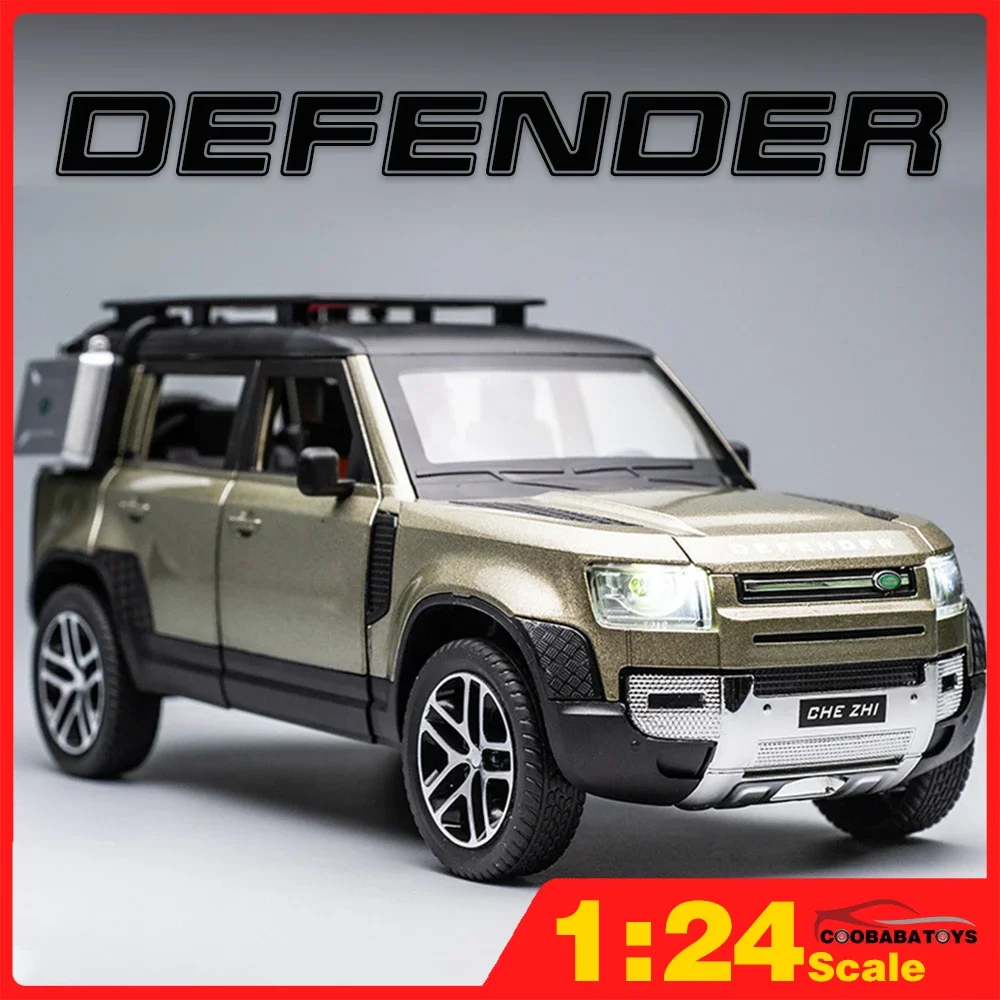 

Scale 1/24 Defender SUV Metal Diecast Alloy Toy Car Models Trucks For Boy Kids Toys Off-road Vehicles sound and light Collection