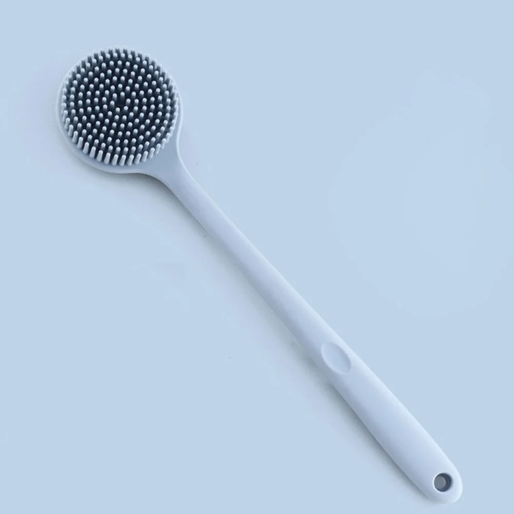 Silicone Bath Brush Long Handle Back Scrubber Soft Bristles Exfoliating Brush Non-Slip Promote Blood Circulation for Men Women