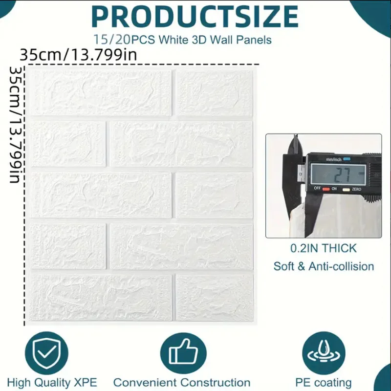 Wall Stickers 15pcs/20pcs/40pcs DIY 3D Simple Brick Pattern Wall Stickers Thickened Sound-proof Waterproof Moisture-proof wall stickers