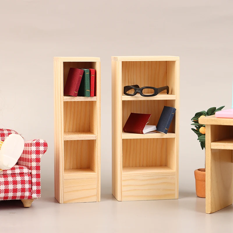 

1:12 Dollhouse Miniature Wooden Bookshelf Bookcase Storage Cabinet Locker Living Room Bedroom Furniture Model Dolls House Decor