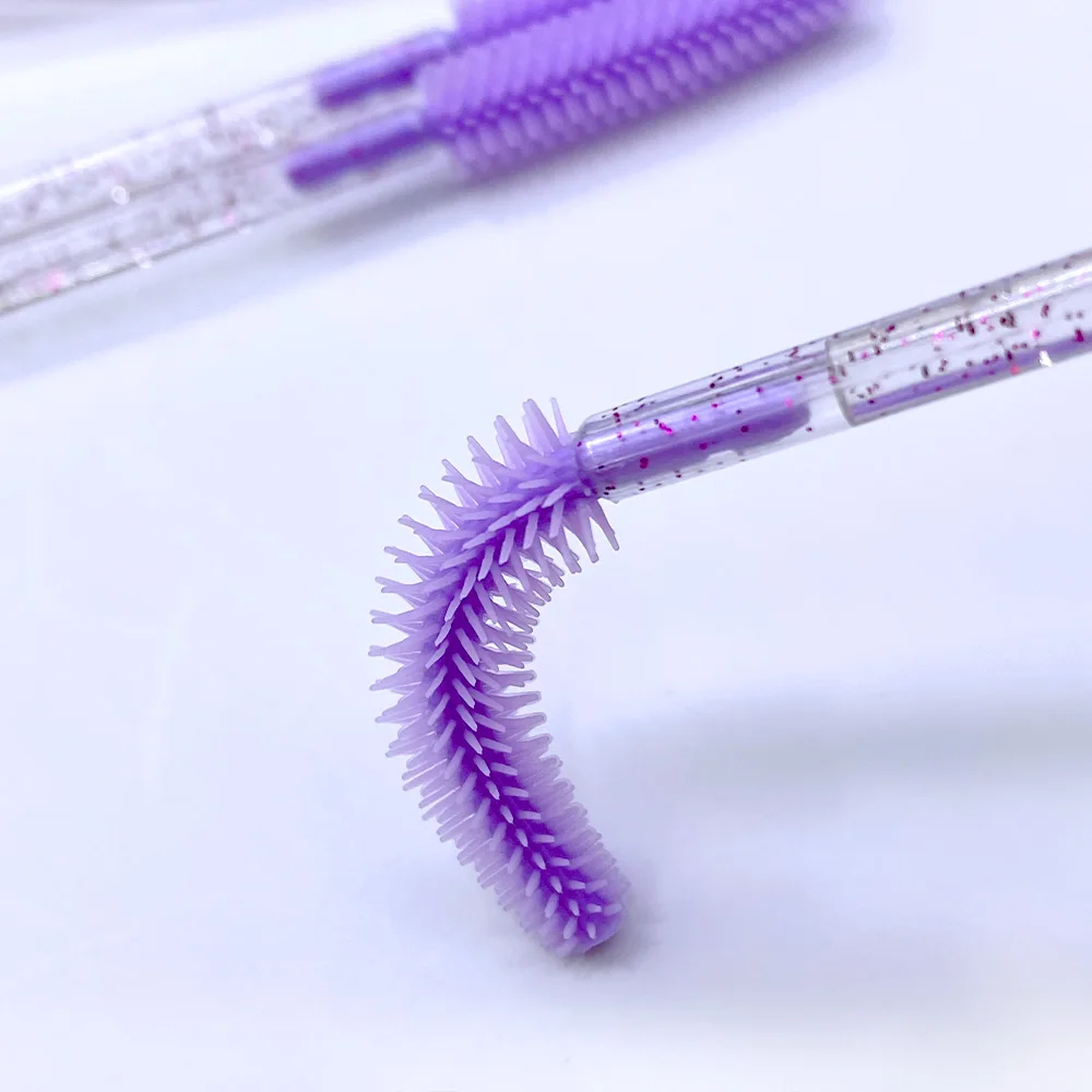 50pcs Crystal Silicone Eyelash Brush Eyebrow Wands Applicator Makeup Brushes Eyelash Extension Spoolie Microbrush Cosmetics Tool