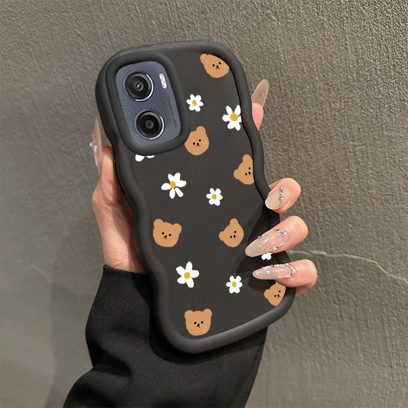 Brown Bear Wavy Silicone Phone Case Cover