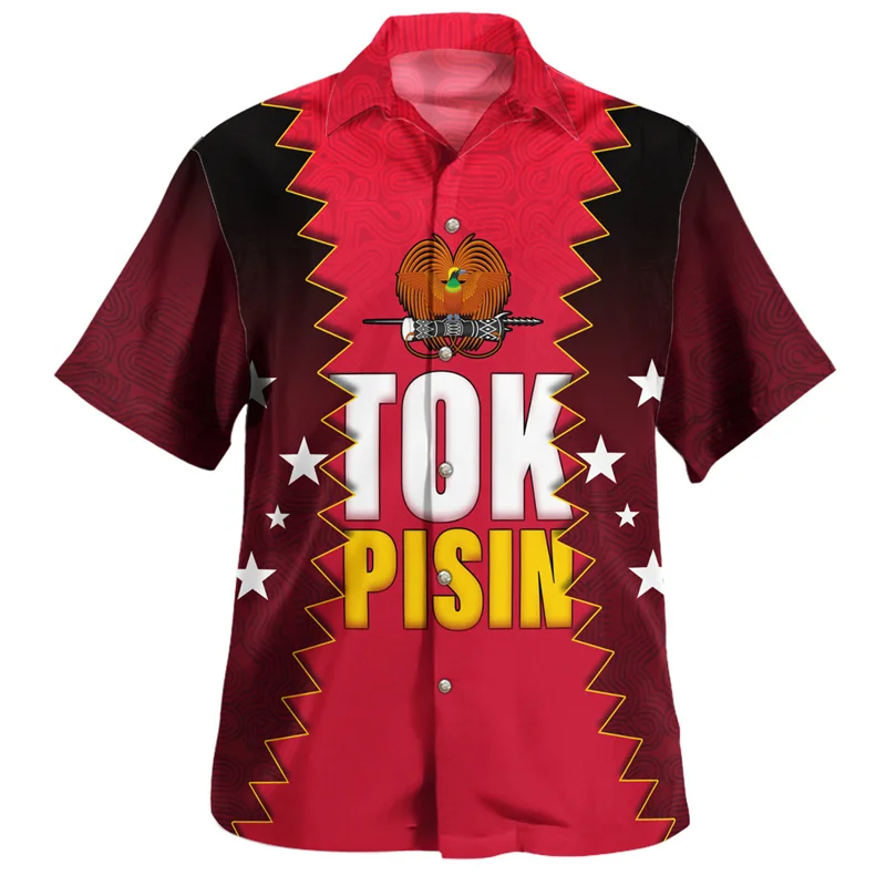 New Vintage 3D Printing The Independent State Of Papua Guinea Flag Shirts Emblem Graphic Short Cool Top Clothes 2