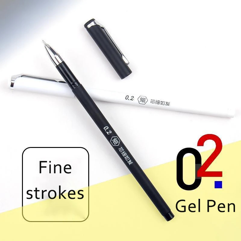 2/4/6Pcs Gel Pen with Ultra-Fine Refill 0.2mm Black White Pen Black Ink Writing Smooth School Office Writing Stationery 2