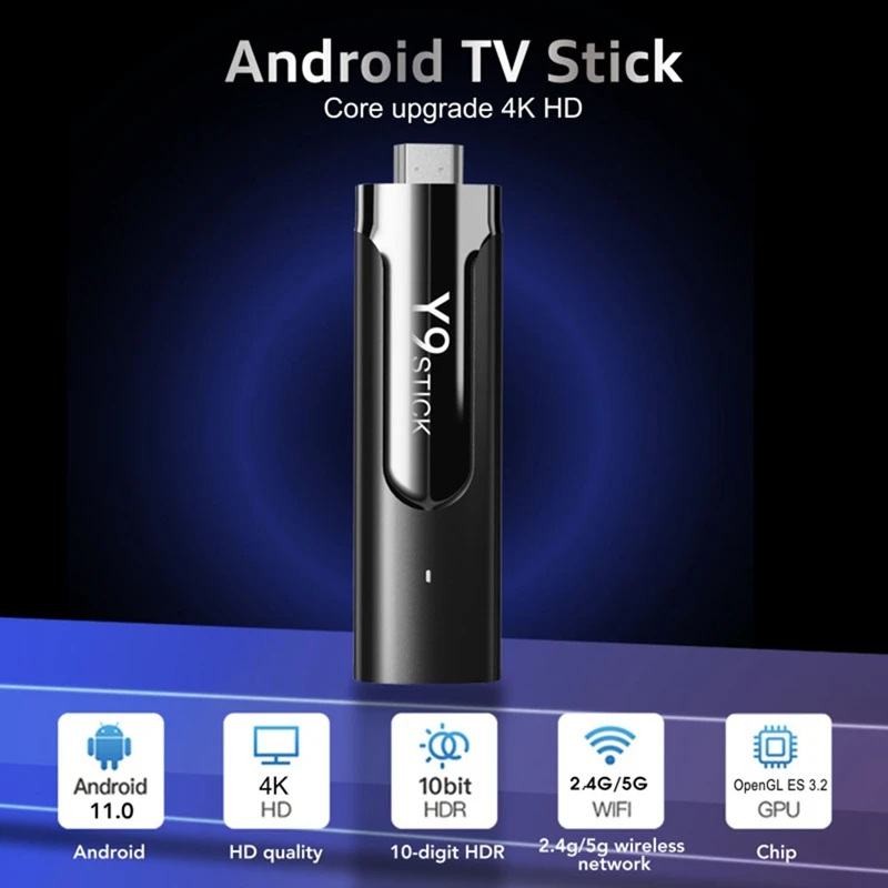듀얼 와이파이 언어 리모컨 미디어 플레이어 스마트 TV 박스, M98 Y9 TV 스틱, 안드로이드 11, S905, HD 4K 3D, 2GB + 16 GB, 1 세트