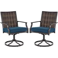 Patio Swivel Chairs Set of 2 Outdoor Swivel Chairs with Removable Cushions Patio Rattan Wicker Decoration Chairs for Garden Lawn 2