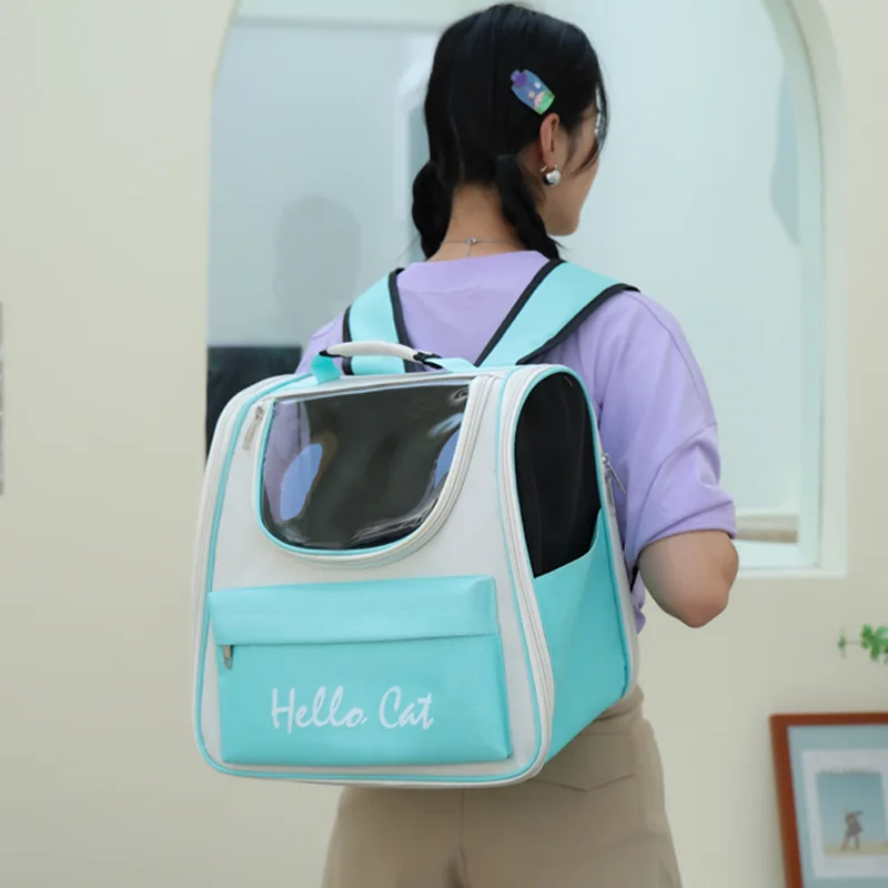 Portable Double Shoulder Pet Bag, Folded and Portable, Transparent, Cat and Dog Bag, XSushi Solid Color, Breathable Pet Backpack