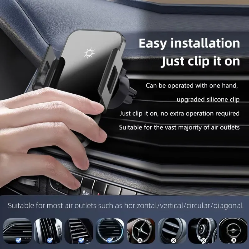 30W Automatic Wireless Charger Car Phone Holder Air Vent Clip for iPhone 16 15 14 13 12 Pro Samsung Xiaomi Fast Charging Station