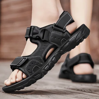Trendy Sandals for Men Summer Outdoor Wear Youth Beach Shoes Non-Sip Wear-resistant Slippers Man Dual-purpose Driving Sandals 1