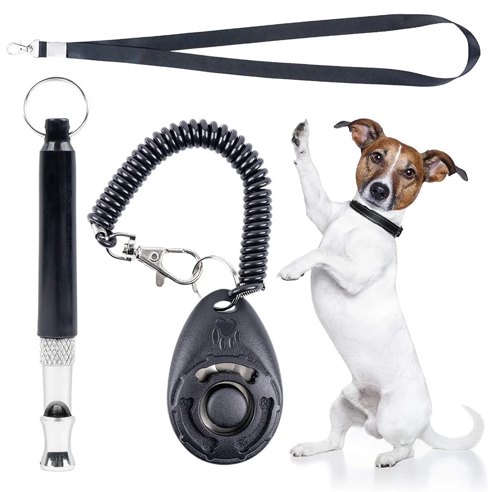 Dog Whistle, Dog Clicker, Silent Ultrasonic Adjustable Pitch with Lanyard and Clicker