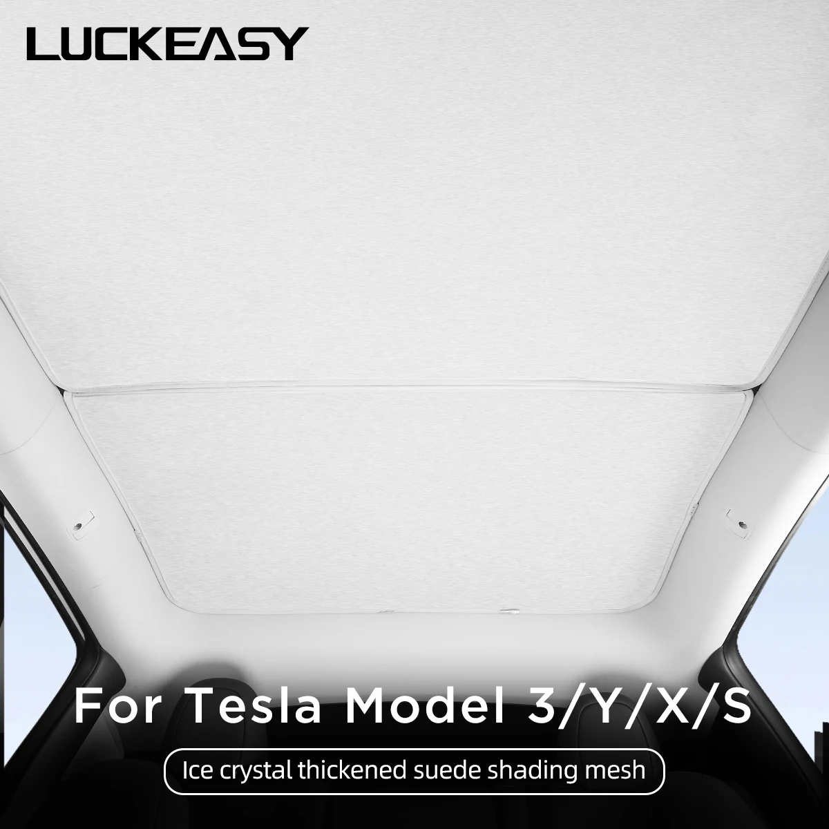 For Tesla Model3 Y X S 2023 Skylight Sunshade Car Accessories Glass Roof Skylight Sun Visor Ice Crystal Thickened Suede Sunshade