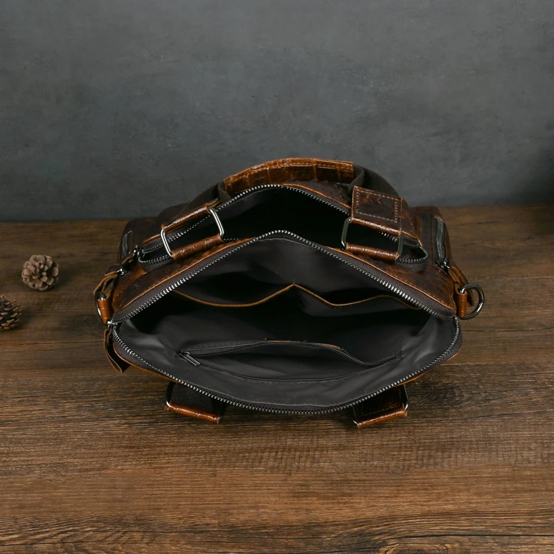 Quality Original Leather Male Casual Shoulder Messenger bag Cowhide Fashion Cross-body Bag 8
