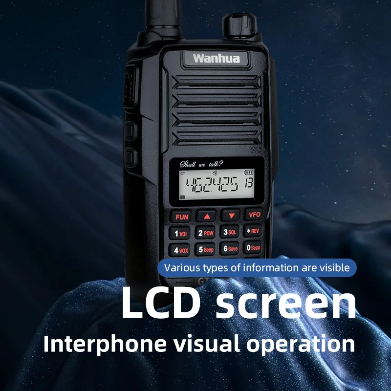 Wanhua GTS-750 handheld walkie talkie with UHF frequency of 400-470MHZ and 10km communication, 2800mAh lithium battery 3