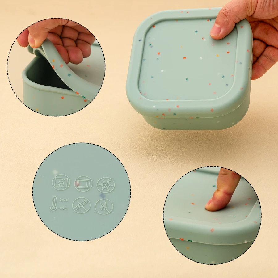 1PCS Silicone Feeding Bowl With Lid Kids Dishes Plate BPA Free Reusable Silicone Lunch Box Microwaveable Lunch Box Baby Stuff 4