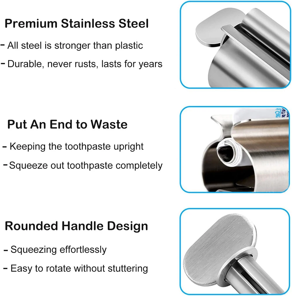 Stainless Steel Wringer Roller Rotate Dispenser for Ointments Cosmetics Bathroom Accessories Toothpaste Squeezer Tube Roller 4