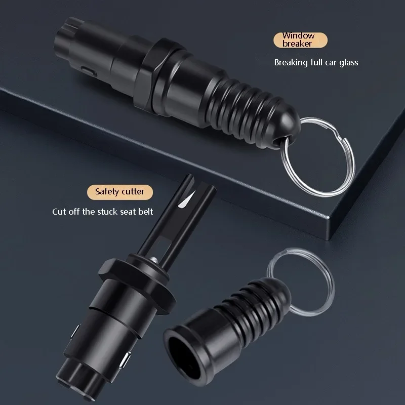 2-in-1 Car Safety Hammer Auto Emergency Glass Window Breaker Seat Belt Cutter Life-Saving Min Car Emergency Escape Hammer 3