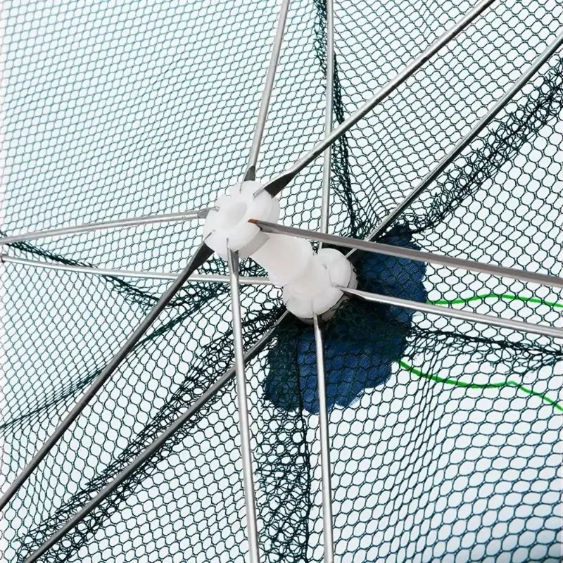 4-16 Holes Strengthened Fishing Net Shrimp Cage Foldable Nylon Automatic Umbrella Shape Fish Trap Cast Folding Landing Net 6