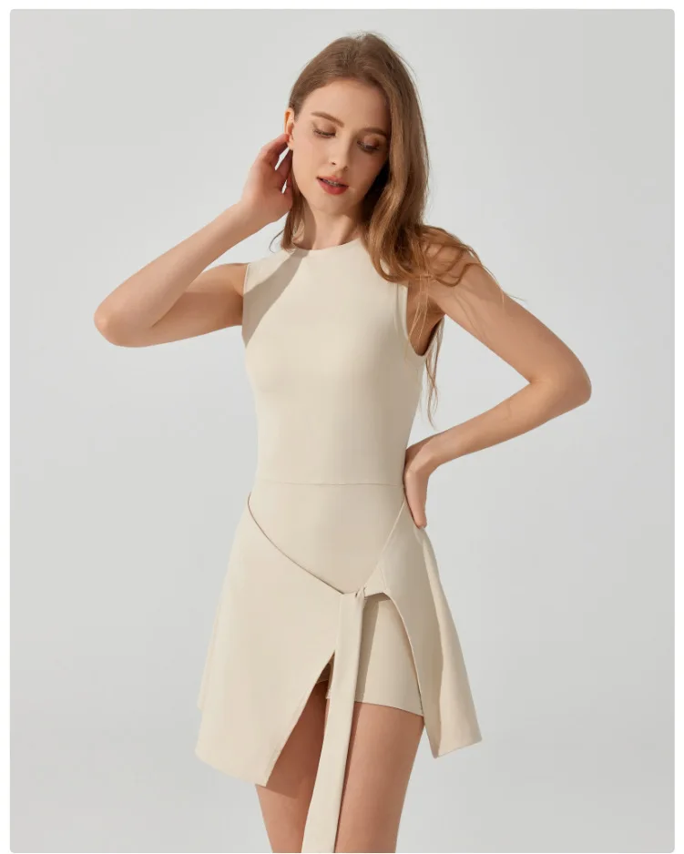 Yoga Bodysuit Tennis Skirt Sports Jumpsuit Shorts Tight Fitting Fitness Bodysuit Cross Tie Straps Dance