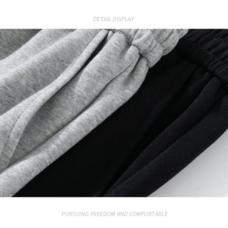 بنطلون واسع الساق للرجال لفصلي الخريف والشتاء، مبطن بالصوف، تصميم مستقيم وفضفاض، بنطلون رياضي كاجوال طويل، بنطلون رياضي أسود
