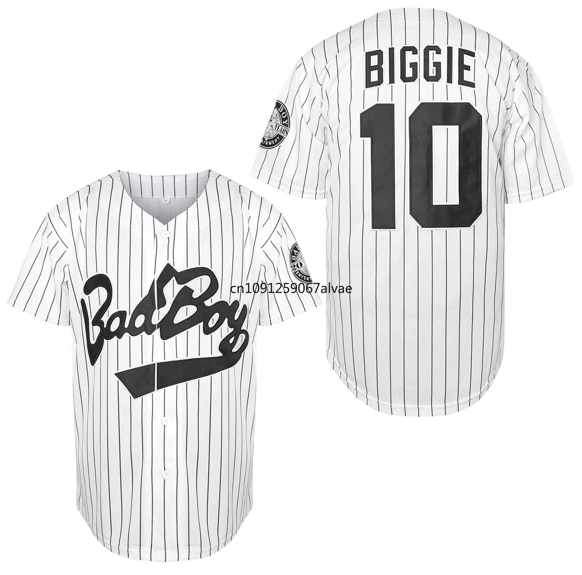 Biggie Smalls Baseball Jersey 10 Badboy Baseball Jersey BG Movie Mens Shirt Cosplay Clothing All Stitched Us Size S-XXXL