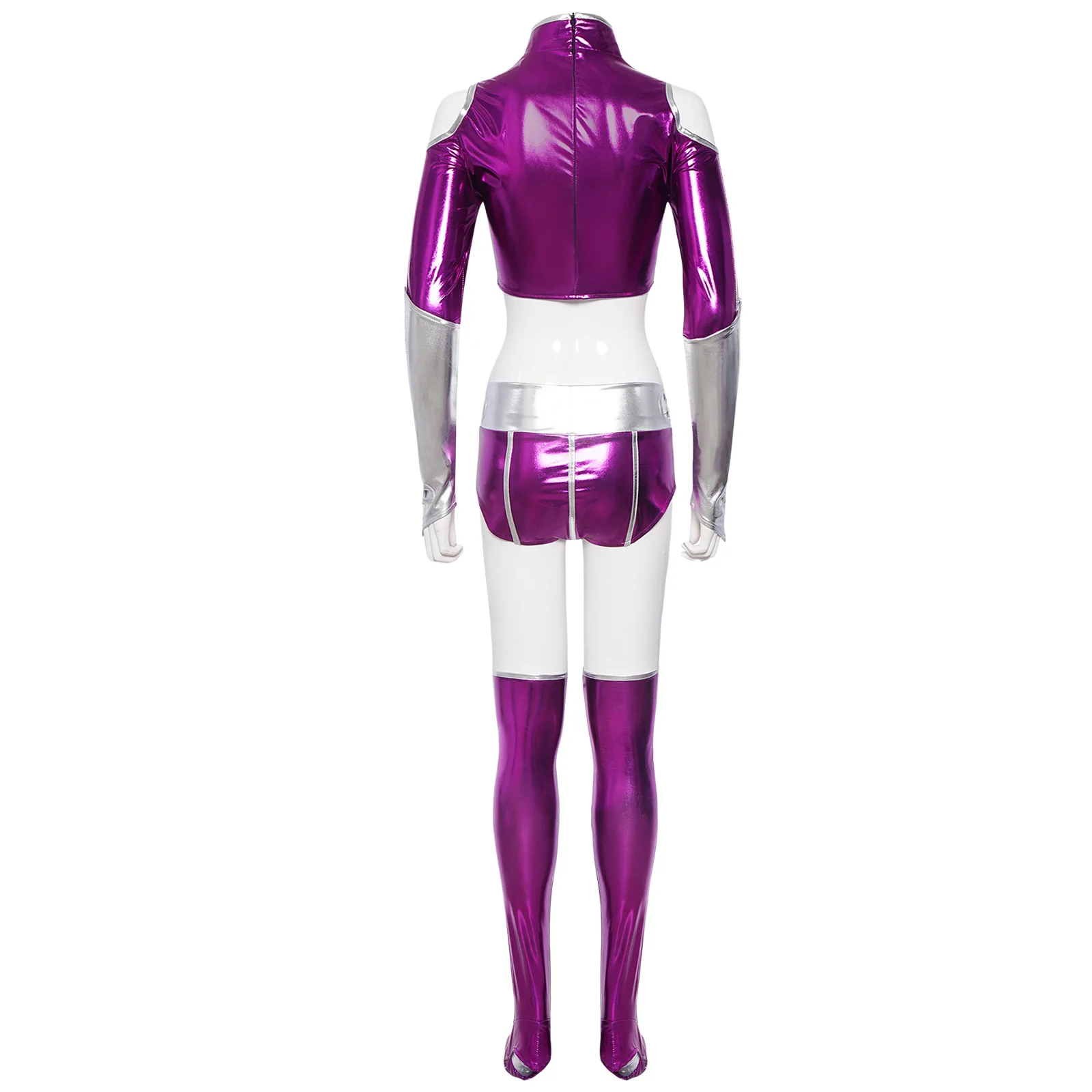 Anime Filme Teen Titan Starfire Sexy Spandex Zentai Anzug Lila Frauen Halloween Cosplay Kostüm Sexy Lila Body Für Frau – Detail 7