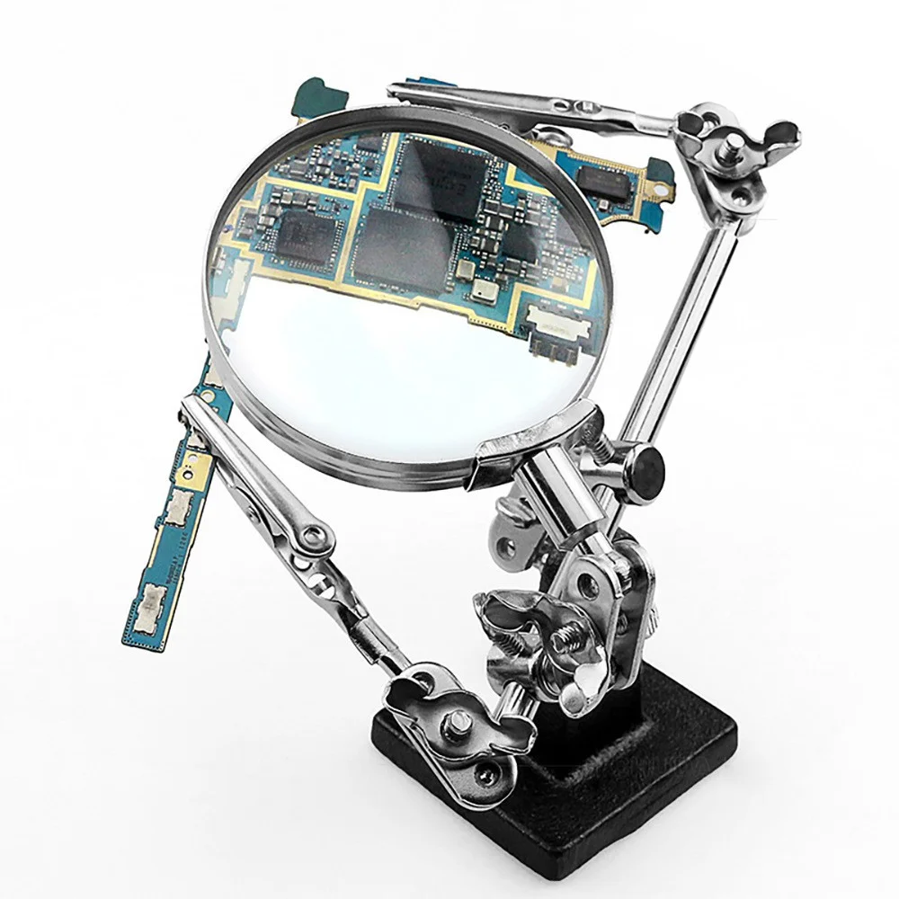 Soldering Station with Magnifying Glass and Auxiliary Clamp