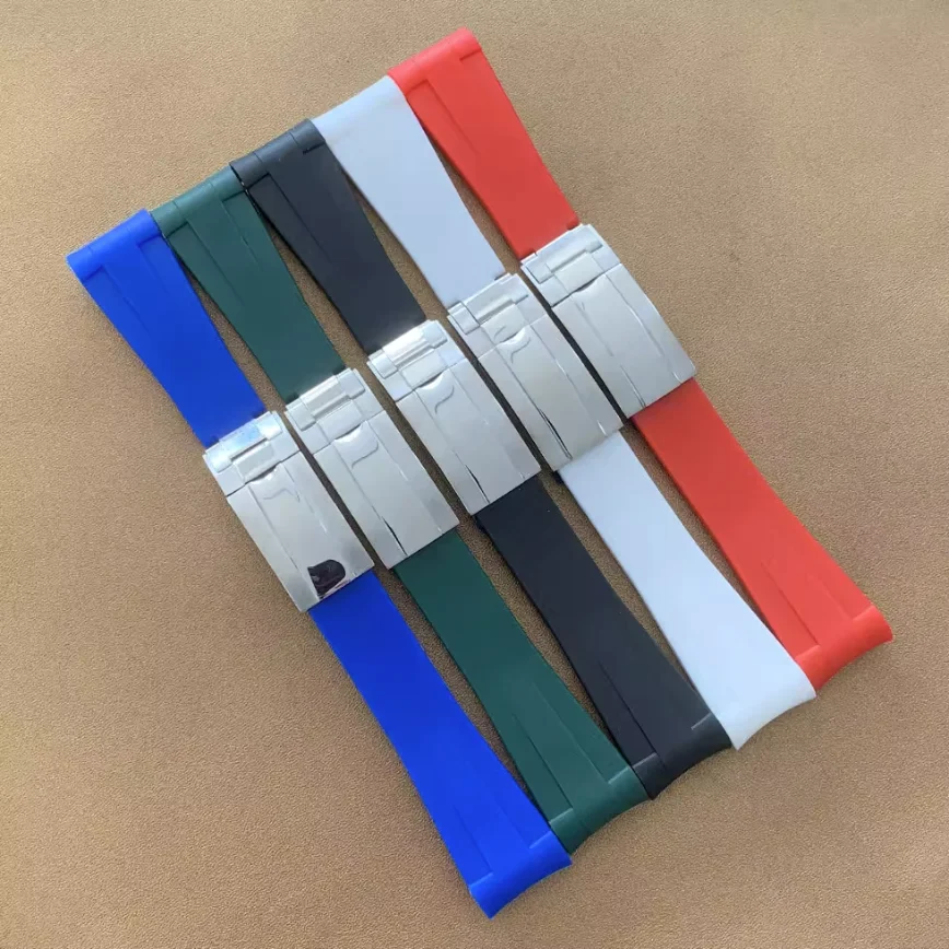 

20mm Watch Silicone Strap Stainless Steel Single Folding Clasp 20mm Black White Navy Blue Green Watch Accessories Strap