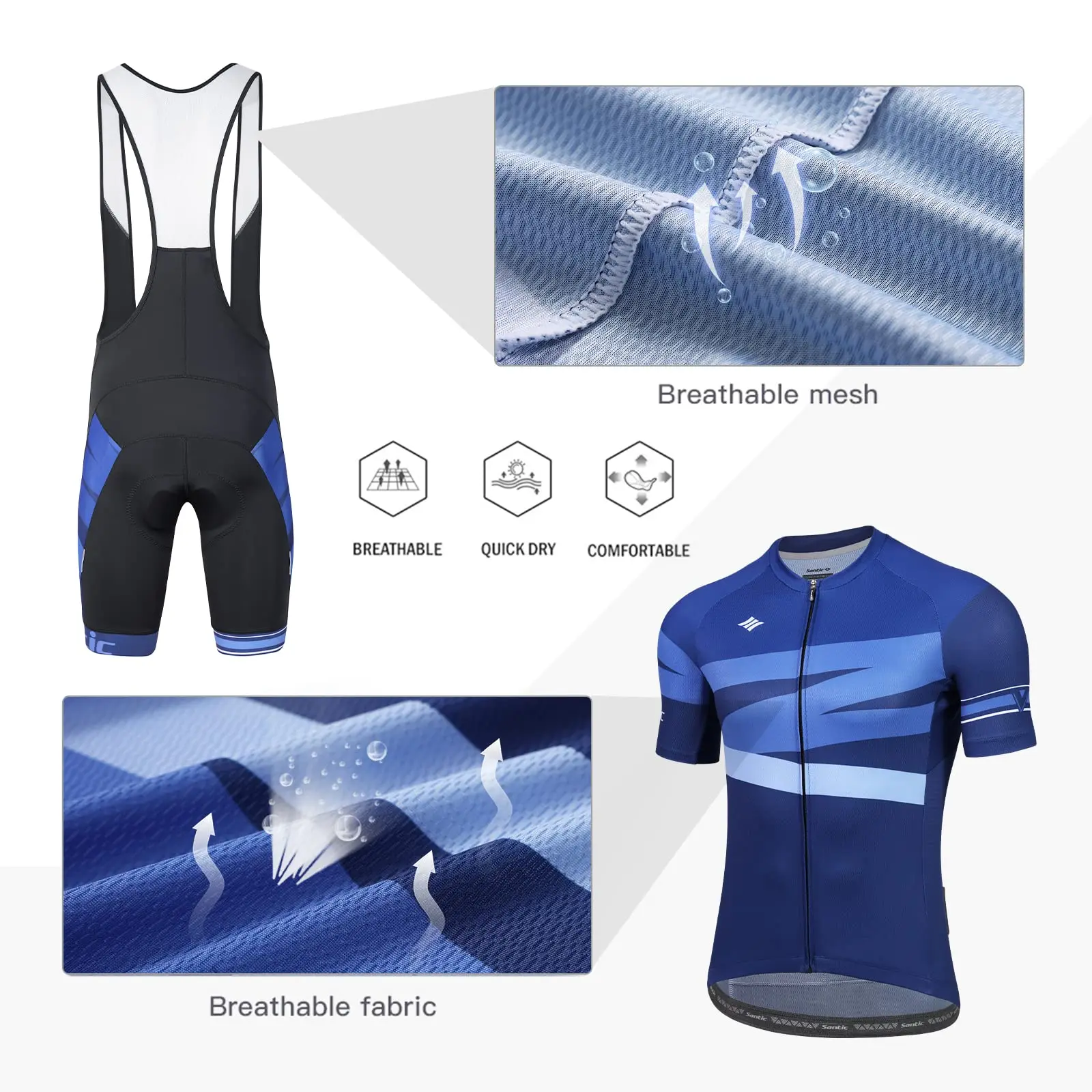 Men's Cycling Jersey & Bib Shorts Set – Quick Dry, 4D Gel Padded, Full Zipper, Size XXXL