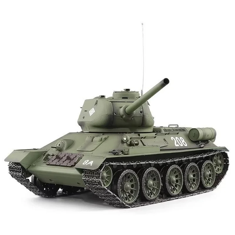 헝롱 무선 조종 T-34 탱크 1:16 스케일 2.4GHz 금속 전동 4륜 구동 오프로드 배틀 장난감 (연기 효과 포함) 성인 및 남아용