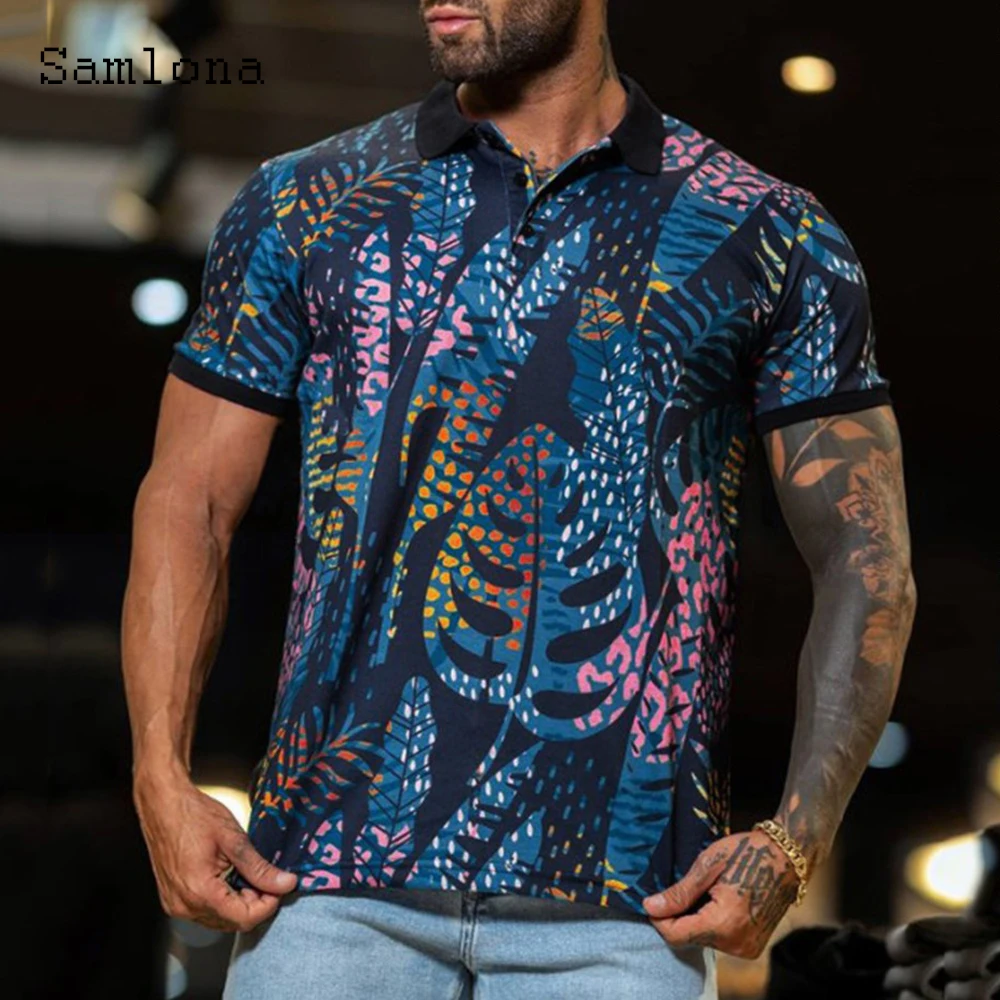 Plus Size Men Fashion T shirt 2022 Summer Fashion 3D Leaf Print Top